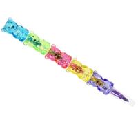 DUCKIEZ Bear Style Stacker Colouring Pencils, Push-Up, Purple, Yellow, Red, Green, Blue, 13cm Stacked Size. Pack of 5 stacker crayons.