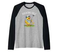 Ducking Golf Cruise Duck Golfer Wordplay Swinging Club Fun Raglan Baseball Tee