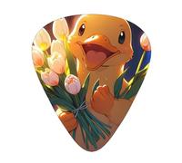 Duckling holding flowers Guitar picks in thin, medium, and thick sizes, 12-piece set, suitable for electric guitar and various instruments
