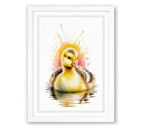 Duckling Radiance Modern Framed Wall Art Print A2 (59.4×42cm) White, Wall Decor for Living Room, Bedroom, Office & Home, Ready to Hang, Art Gift