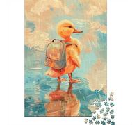 Duckling with Backpack in The Rain Adult Jigsaw Puzzle, 1000 Pieces, 38x26cm/1000pcs, New Year Indoor Activity, Quiet Evening Activity And Winter Weekends