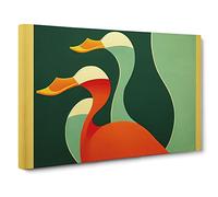 Ducks Art Deco Canvas Print | Gallery Wrapped 30mm Frame Wall Decor | 30x20 inches | Ready to Hang | Art Deco Abstract Picture | Living Room Bedroom Lounge Office