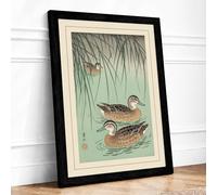 Ducks Beneath Willow Japandi Framed Wall Art Print A3 (42×29.7cm) Black, Wall Decor for Living Room, Bedroom, Office & Home, Ready to Hang, Art Gift