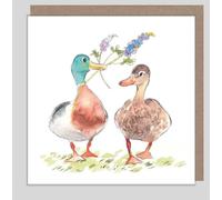 Ducks Birthday Card - Romantic Duck Couple Illustrated Greeting Card
