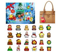 Ducks Christmas Advent - Rubber Figurine Set, 24 Days December Discovery For Bath Time, Floating Avian Icons With Seasonal Accessories, Household Pastime, Daily Surprise Collection For Water Play