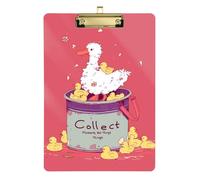 Ducks Cute Cartoon Acrylic padfolio with clipboard Standard Letter A4 Size Hard Board for Legal Women Basketball Coaches Gold 12x9in Tabla para escribir con Clip
