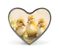 Ducks Ducklings by The Water Pin Brooch Badge Heart Shape Button Stylish Decor for Backpacks Hats