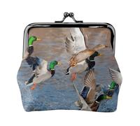 Ducks Hunting, PU Leather Coin Purse, Small Wallets, Change Pouch with Kiss Lock Clasp Buckle, Change Purse