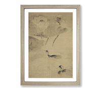 Ducks in The Lotus Pond by Tawaraya Sotatsu Framed Print | A2 Oak Framed Wall Art | Ready to Hang | Modern Floral Picture | Living Room Bedroom Lounge Office