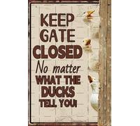 Ducks Keep Gate Closed Metal Tin Sign Ducks Wall Decor Caution Sign Ducks Posters Painting Funny Classic Sign Stickers Poster Bar Decor for Farmhouse Fence House Wall Gate Garden Outdoor Indoor Plaque