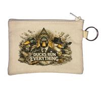 Ducks Managing Money and Secret Operations Key Chain Coin Purse Beige