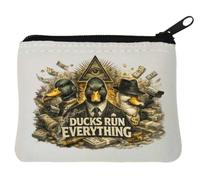 Ducks Managing Money and Secret Operations Neoprene Coin Purse Pouch 10x11cm White