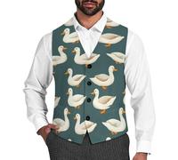 Ducks Pattern Men's Suit Vests Casual Business Vest Formal Dress Waistcoat for Wedding