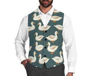 Ducks Pattern Men's Suit Vests Casual Business Vest Formal Dress Waistcoat for Wedding