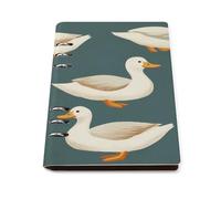 Ducks Pattern Portable Refillable Notebook A5 Binder 6 Ring Planner Book Cover PU Leather Notebooks with 90 Sheets Paper