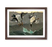 Ducks Right And Left By Winslow Homer Classic Painting Framed Print | A2 Walnut Framed Wall Art | Ready to Hang | Classic Animal Picture | Living Room Bedroom Lounge Office