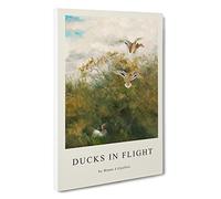 Ducks Taking Flight Bruno Liljefors Canvas Print | Gallery Wrapped 30mm Frame Wall Art | 30x20 inches | Ready to Hang | Contemporary Bird Picture | Living Room Bedroom Lounge Office
