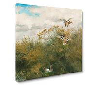 Ducks Taking Flight by Bruno Liljefors Canvas Print | Gallery Wrapped 30mm Frame Wall Art | 14x14 inches | Ready to Hang | Modern Bird Picture | Living Room Bedroom Lounge Office