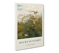 Ducks Taking Flight By Bruno Liljefors Canvas Print | Gallery Wrapped 30mm Frame Wall Art | 30x20 inches | Ready to Hang | Classic Bird Picture | Living Room Bedroom Lounge Office