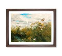 Ducks Taking Flight By Bruno Liljefors Classic Painting Framed Print | A4 Walnut Framed Wall Art | Ready to Hang | Classic Animal Picture | Living Room Bedroom Lounge Office