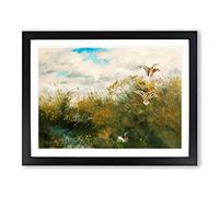 Ducks Taking Flight By Bruno Liljefors Classic Painting Framed Wall Art Print, Ready to Hang Picture for Living Room Bedroom Home Office Décor, Black A4 (34 x 25 cm)