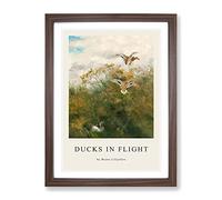 Ducks Taking Flight By Bruno Liljefors Exhibition Museum Painting Framed Print | A4 Walnut Framed Wall Art | Ready to Hang | Modern Animal Picture | Living Room Bedroom Lounge Office