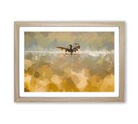 Ducks Wings in Abstract Framed Print | A2 Oak Framed Wall Art | Ready to Hang | Abstract Animal Picture | Living Room Bedroom Lounge Office