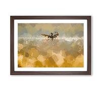 Ducks Wings in Abstract Framed Print | A2 Walnut Framed Wall Art | Ready to Hang | Abstract Animal Picture | Living Room Bedroom Lounge Office