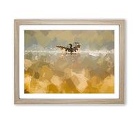 Ducks Wings In Abstract Modern Art Framed Print | A2 Oak Framed Wall Art | Ready to Hang | Abstract Animal Picture | Living Room Bedroom Lounge Office