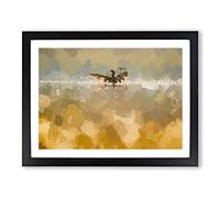 Ducks Wings In Abstract Modern Art Framed Wall Art Print, Ready to Hang Picture for Living Room Bedroom Home Office Décor, Black A4 (34 x 25 cm)