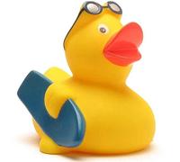 Duckshop I Bath Duck Surfer I Squeaky Duck I L: 7.5 cm - Includes Squeaky Duck Keyring in Set I Gift for Water Sports I Gift Lifestyle