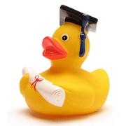 Duckshop I Funny Academic Rubber Duck with Diploma - Squeaky Duck with Doctor's Hat - Gift for Exams, Graduation Ceremonies, University, College