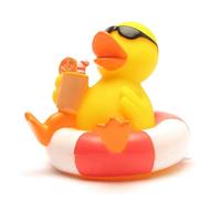 Duckshop I Rubber duck in floating hoop I Rubber ducky I Squeaky duck L: 8 cm I Toy for babies and children I Bath toy for the bathtub I Gift for holidaymakers