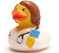 Duckshop I Squeaky Duck Doctor with Squeaky Duck Keyring in Set I L 8.5 cm I Bath Duck I Gift for Medical Professionals