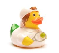 Duckshop Yellow Squeaky Duck Tennis Player, 7.5 cm, Vinyl, Ages 18 months and above