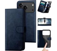 DuckSky Compatible with iPhone 17 Pro Max 6.9" Genuine Leather Wallet case【RFID Blocking】【4 Credit Card Holder】【Real Leather】 Flip Phone case Cover Women Men for Apple 17 Pro Max case Dark Blue