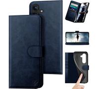 DuckSky Compatible with Samsung Galaxy S25 FE Genuine Leather Wallet case【RFID Blocking】【4 Credit Card Holder】【Real Leather】 Flip Phone case Cover Women Men for Samsung S25FE case Dark Blue