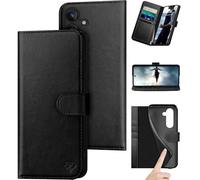 DuckSky Compatible with Samsung Galaxy S25 Genuine Leather Wallet case【RFID Blocking】【4 Credit Card Holder】【Real Leather】 Flip Folio Book Phone case Cover Women Men for Samsung S25 case Black
