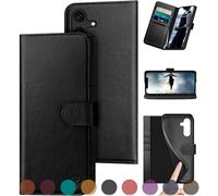 DuckSky for Samsung Galaxy S24 5G Genuine Leather Wallet case 【RFID Blocking】【4 Credit Card Holder】【Real Leather】 Flip Folio Book Phone case Protective Cover Women Men for SamsungS24 case Black