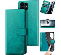 DuckSky for Samsung Galaxy S24 Ultra Genuine Leather Wallet case 【RFID Blocking】【4 Credit Card Holder】【Real Leather】 Flip Folio Book Phone case Protective Cover Women Men for S24Ultra case Blue Green