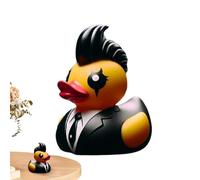 Ducksville Duck | Rocker Duck Sculpture | Novelty Black Punk Metal Style Rubber Duck | Gothic Bath Toy Duck Decoration | Resin Decorative Sculpture Room Accessories For Nightstand Desktop