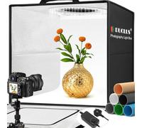 DUCLUS 50cm Light Box Photography 20"x20" Portable Product Photo Box with 36W 216 Dimmable LEDs CRI≥95, UK Plug, 6 Color PVC Backdrops for Large Product Photography Jewellery/Crafts/Content Creation