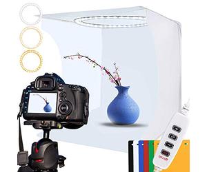 DUCLUS Light Box Photography 30CM/12"x12" - Portable Photo Studio Light Box with 128 LEDs 3200K-6500K Adjustable Lighting & 6 Backdrops for Jewellery Small Product Photography