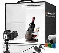 DUCLUS Light Box Photography 50cm with 36W 216 LEDs Stepless Dimming & UK Plug, Portable Photo-Box Studio with 6 Color Backdrops for Large Product Photography