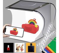 DUCLUS Mini Photo Studio Light-box 23cm, Portable Photography Light Box with 5500K 40 LED Lights 95+ CRI & 6 Color Backdrops for Small Product Photography Jewelry Watches Cosmetics Food