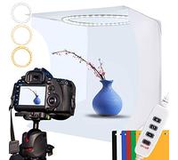 DUCLUS Photo Light Box 30CM/12"x12" Portable Lightbox Photography Kit with 128 LED Lights Dimmable & 3 Colors Lights & 6 Backdrops for Jewellery Small Product Photography