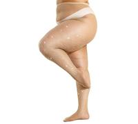 DUCMODA Queen Plus Size Rhinestone Fishnet for Women, Super Strong 10X Sparkle Tights, Women Sexy Sparkly Party Concert Stockings-Nude-3XL-4XL