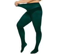 DUCMODA Women’s Oversize Plus Size Tights 80D Soft Microfiber Run Resistant Semi-Opaque Solid Color High Waist Pantyhose-Forest Green-XL