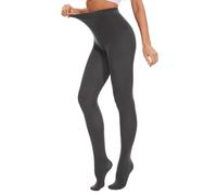 DUCMODA Womens 80 Denier Opaque Tights, Soft Solid Color Footed Tights for Women, Stretchy Pantyhose with 30+ Colors(L-XL-Charcoal Grey)