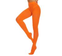 DUCMODA Womens 80 Denier Opaque Tights, Soft Solid Color Footed Tights for Women, Stretchy Pantyhose with 30+ ColorsS-M-Orange